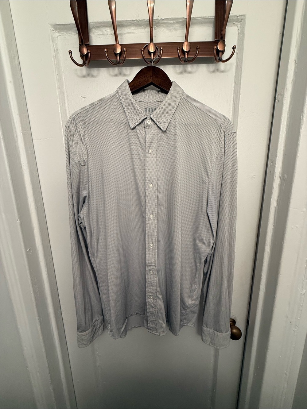RHONE Commuter Shirt | Slim Fit | Large | Navy Line Dot